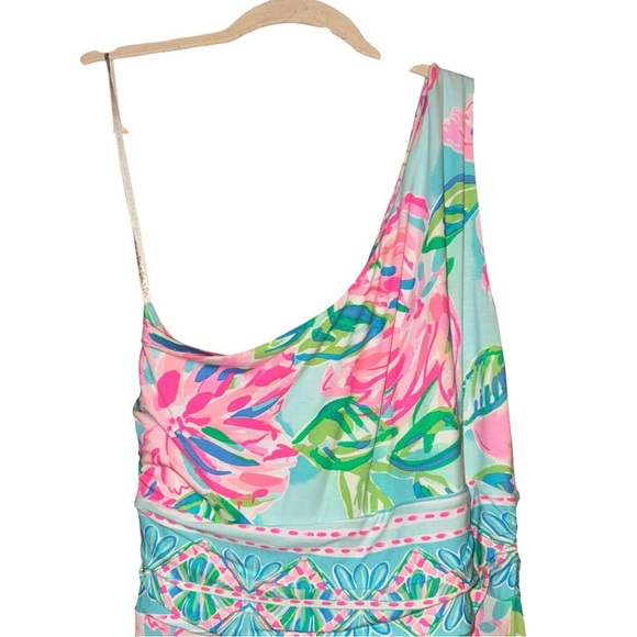 NWT LILLY PULITZER Malia One Shoulder Totally Blossom Engineered Maxi Dress Sz M - Picture 8 of 11